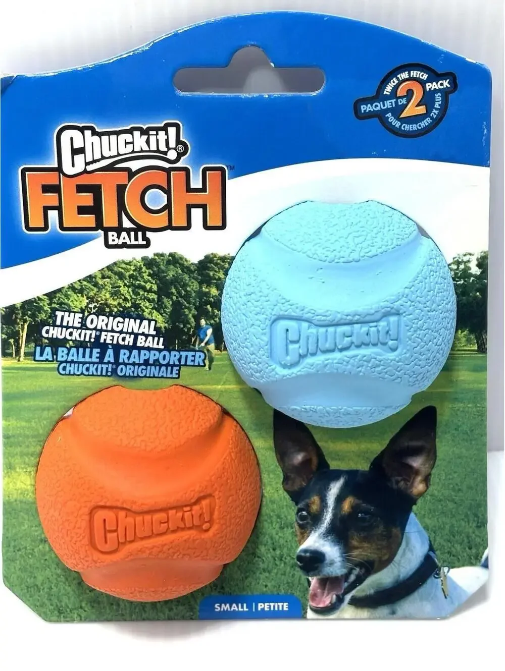Chuckit Fetch Balls 2pk Small Orange Blue Durable Dog Toy Rubber Fetch Play NEW